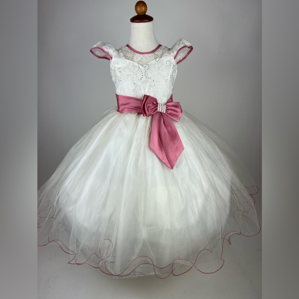 Girls beige/dusty rose party dress sz 4